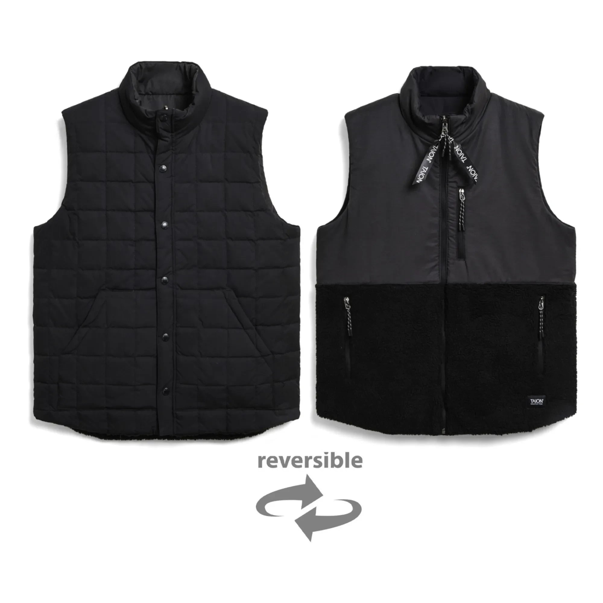Taion - Mountain Unisex Reversible Sleeveless Jacket | Black