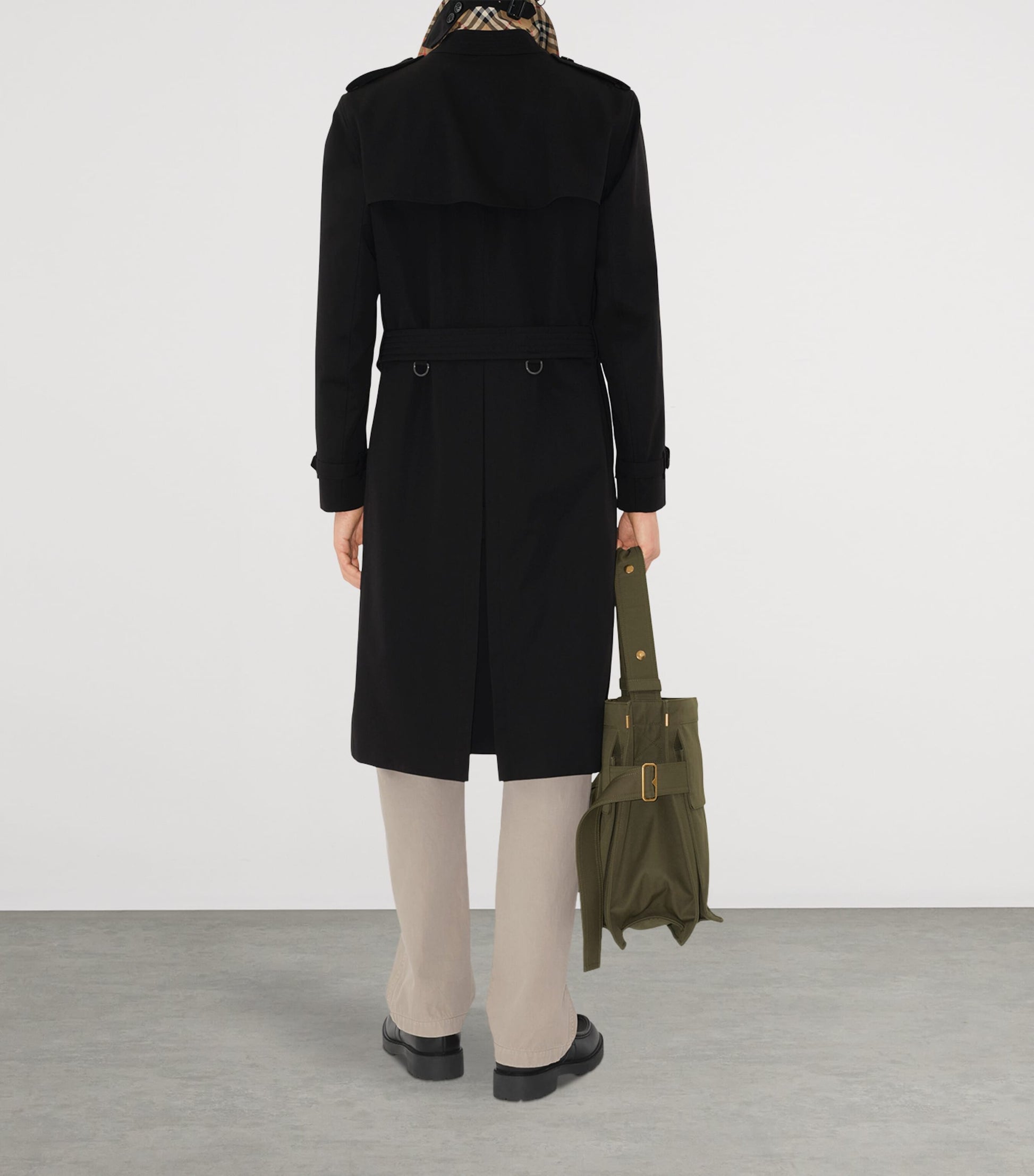 Burberry Black Long Kensington Heritage Trench Coat