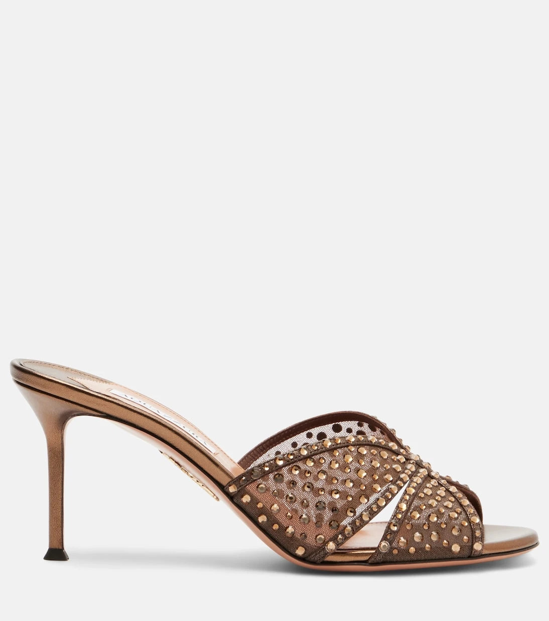 Aquazzura - Crystal Lover embellished tulle mules