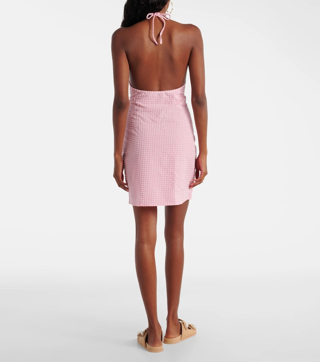 Hunza G - Gingham halterneck seersucker minidress