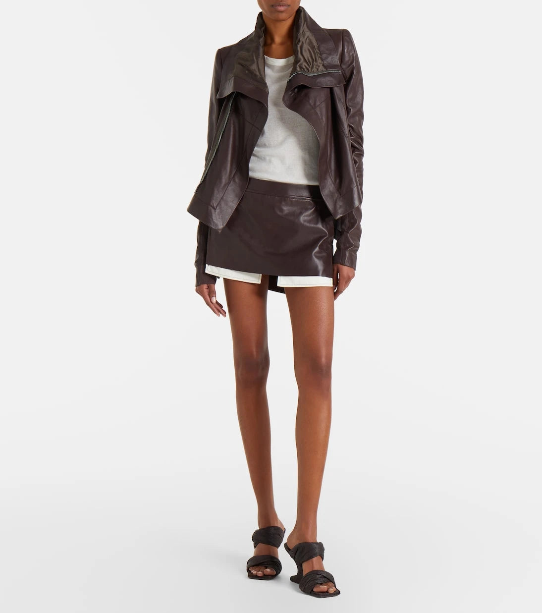 Rick Owens - Naska asymmetric leather jacket