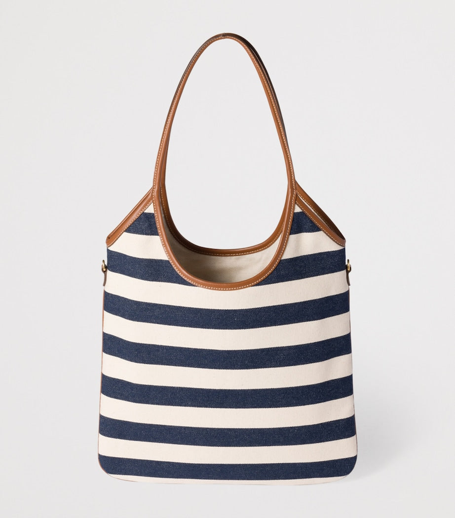 Miu Miu Blue Canvas-Leather Ivy Tote Bag