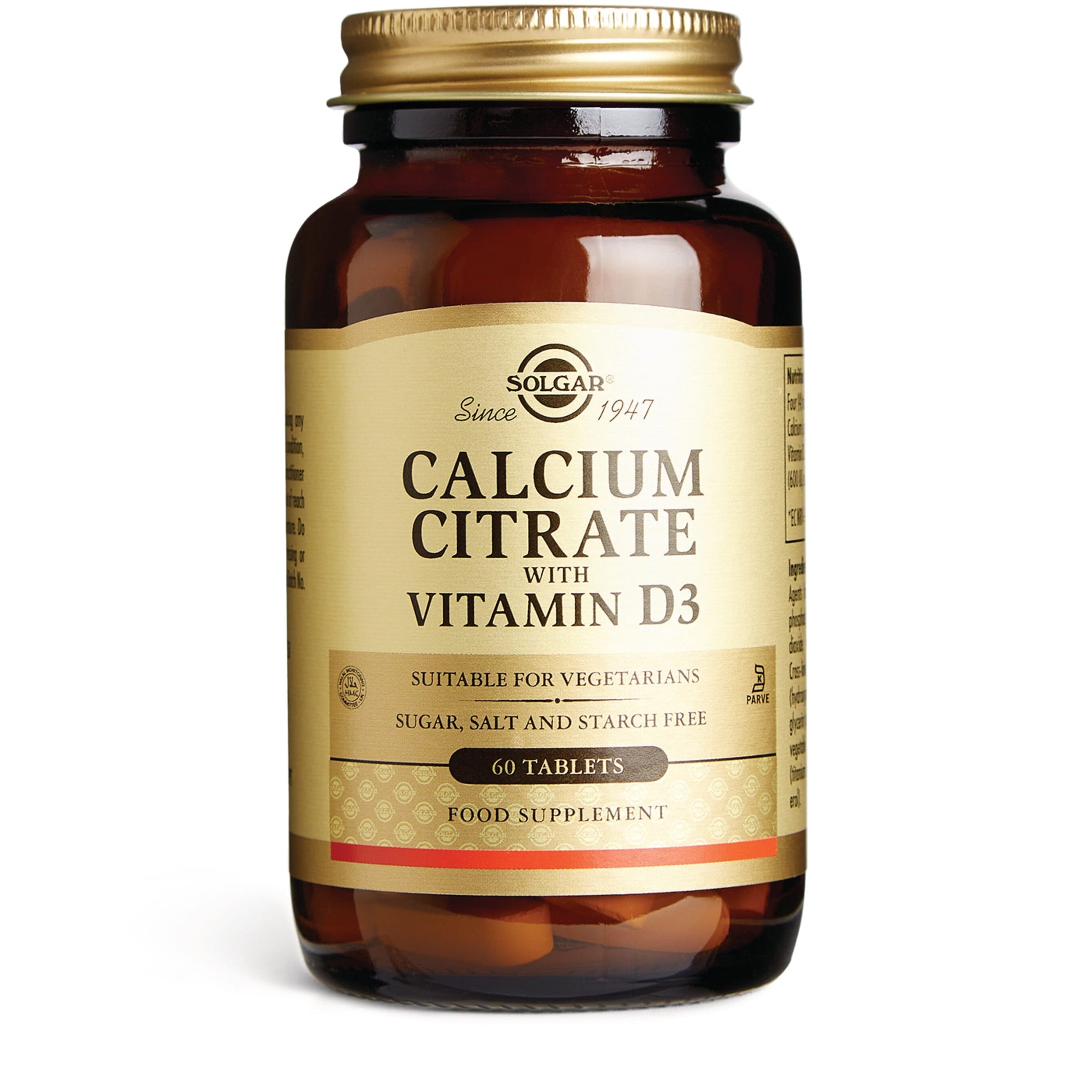 Solgar Calcium Citrate with Vitamin D3 (60 Tablets)