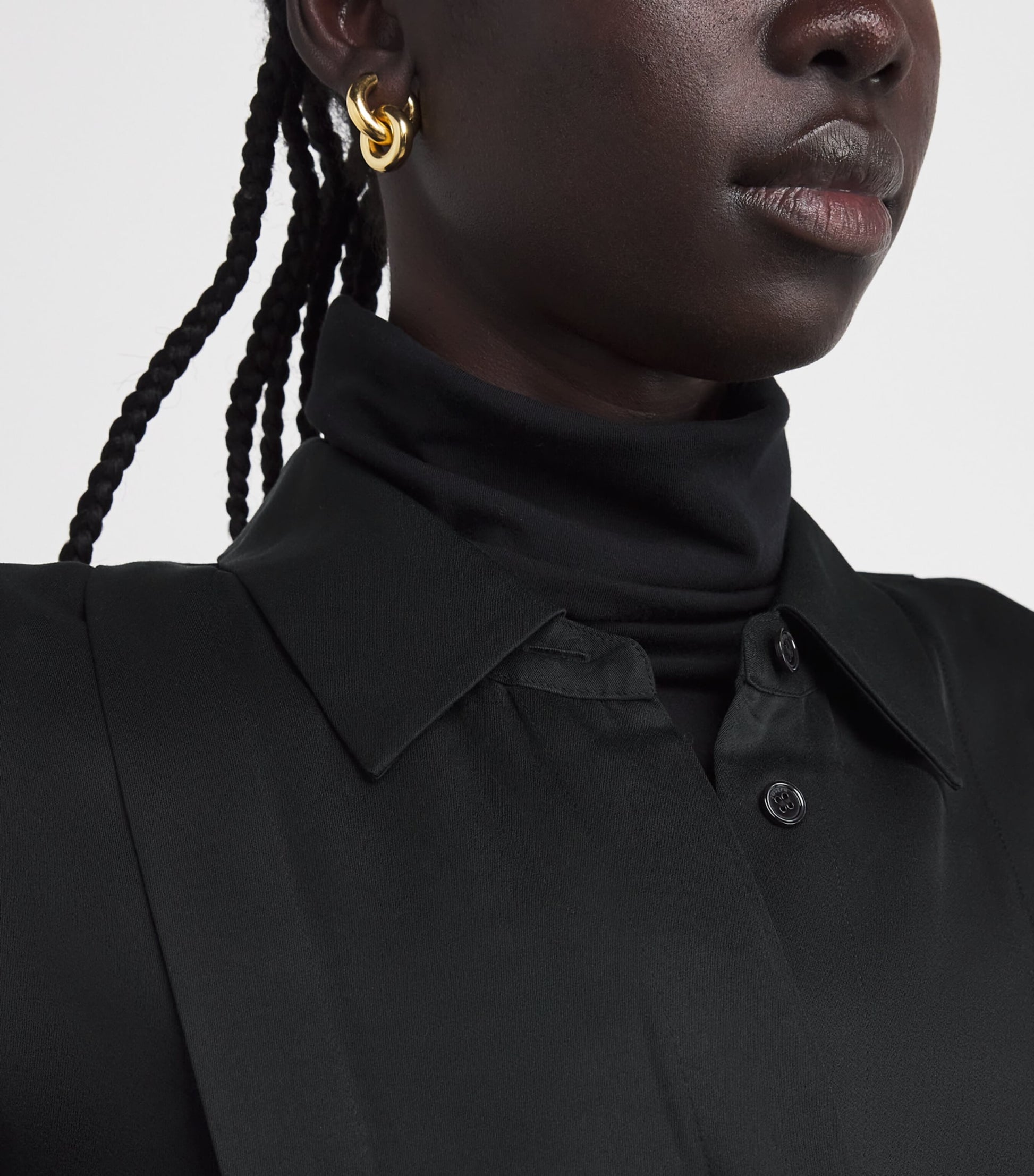 Joseph Black Crepe Orlan Midi Shirt Dress