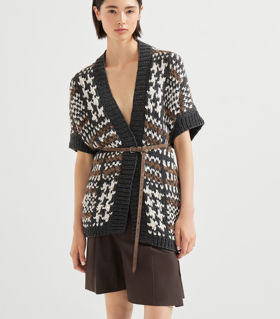Brunello Cucinelli Black Cashmere Belted Opera Cardigan
