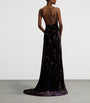 Ralph Lauren Collection Black Velvet Embellished Floral Evening Dress