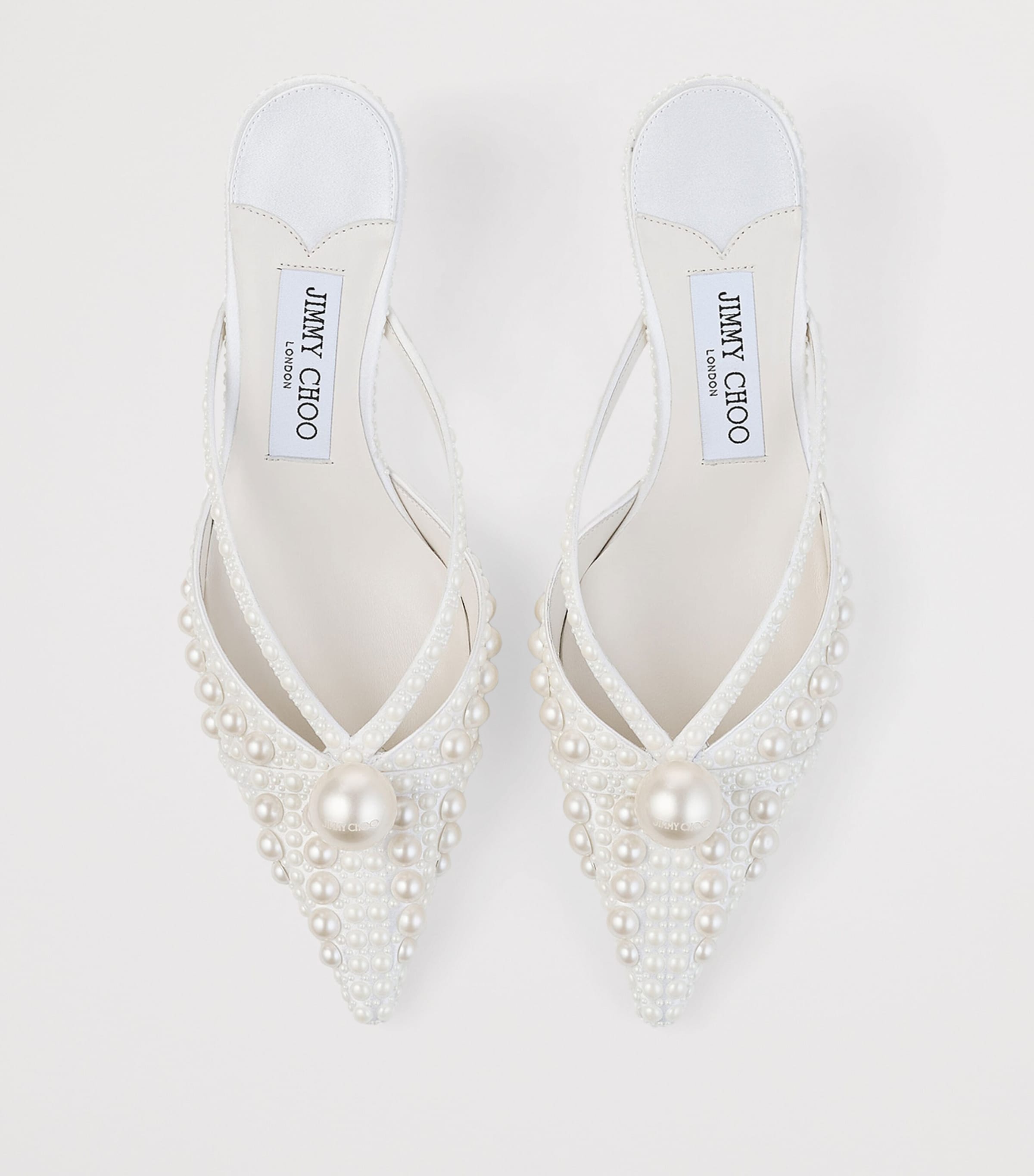 White Sana 50 Satin Embellished Mules