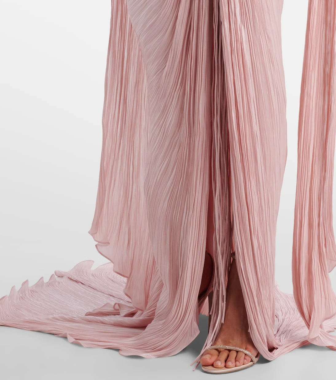 Marmar Halim - Draped pleated scarf-detail bustier gown