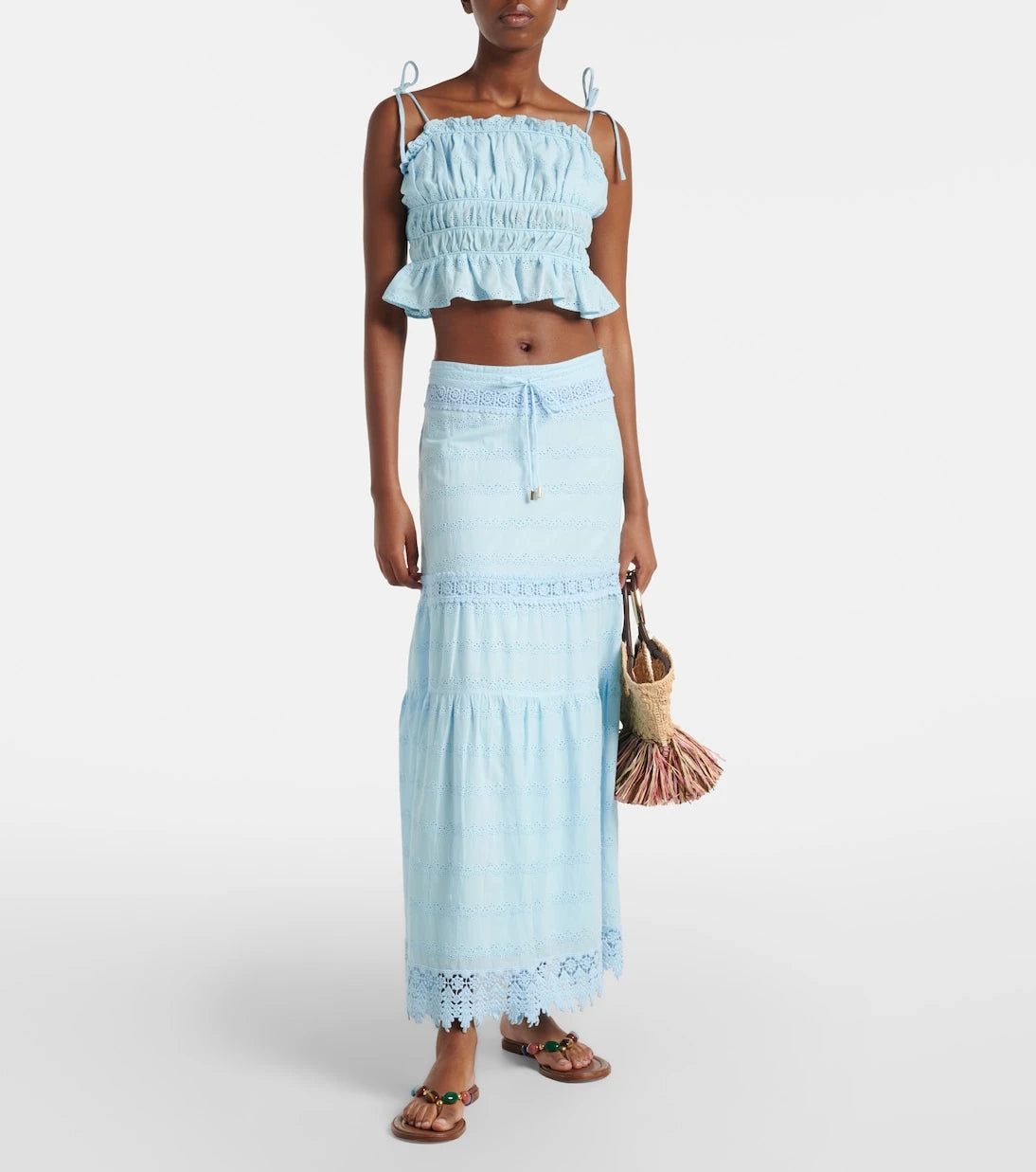 Melissa Odabash - Freya broderie anglaise cotton crop top