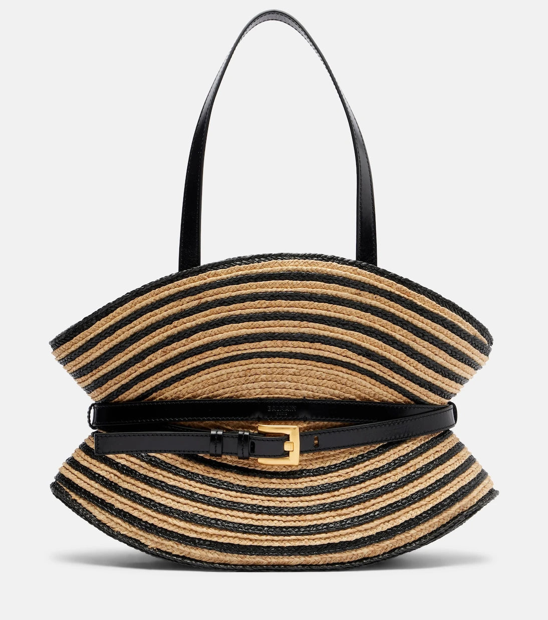 Balmain - Raffia-effect striped shoulder bag