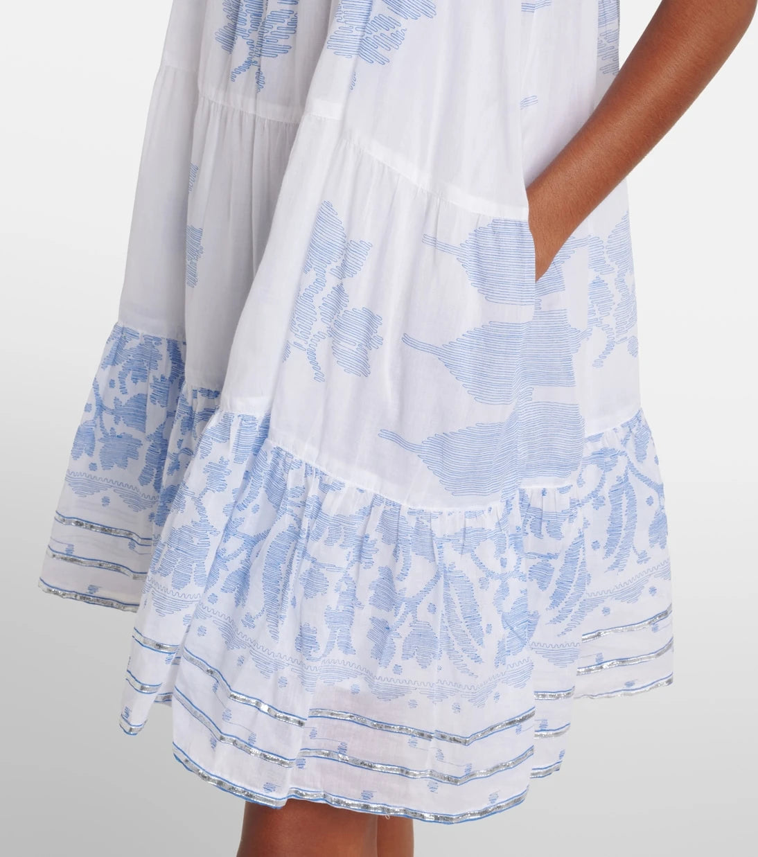 Juliet Dunn - Printed ruched cotton slip dress