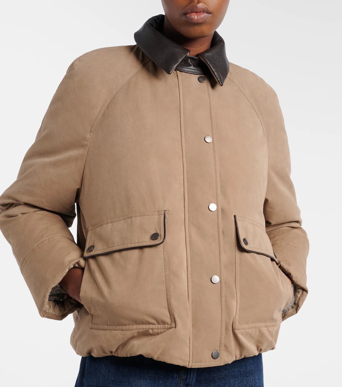 Brunello Cucinelli - Leather-trimmed padded jacket