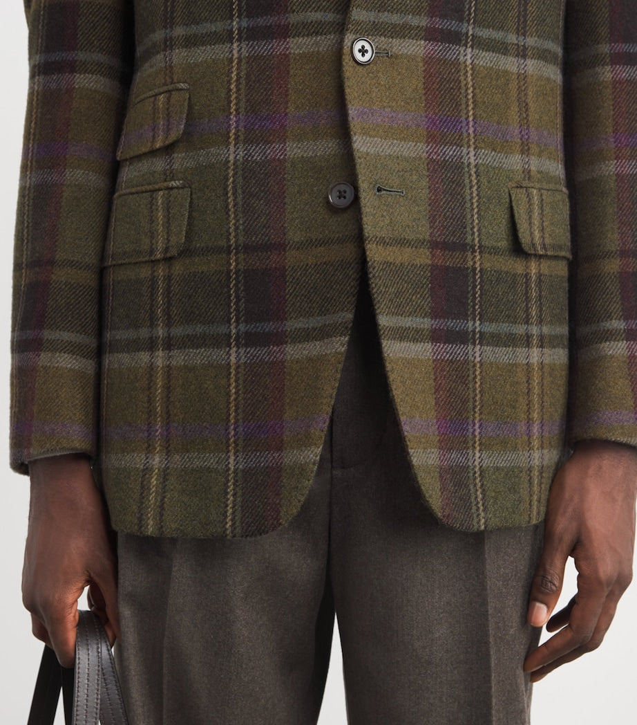 Ralph Lauren Purple Label Multi Wool-Cashmere Plaid Kent Blazer