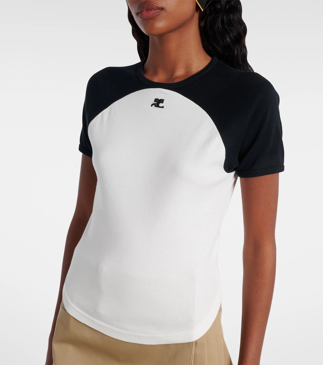 Courrèges - Circle Contrast cotton jersey T-shirt