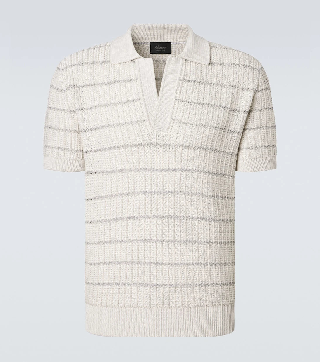 Brioni - Embroidered cotton and linen polo shirt