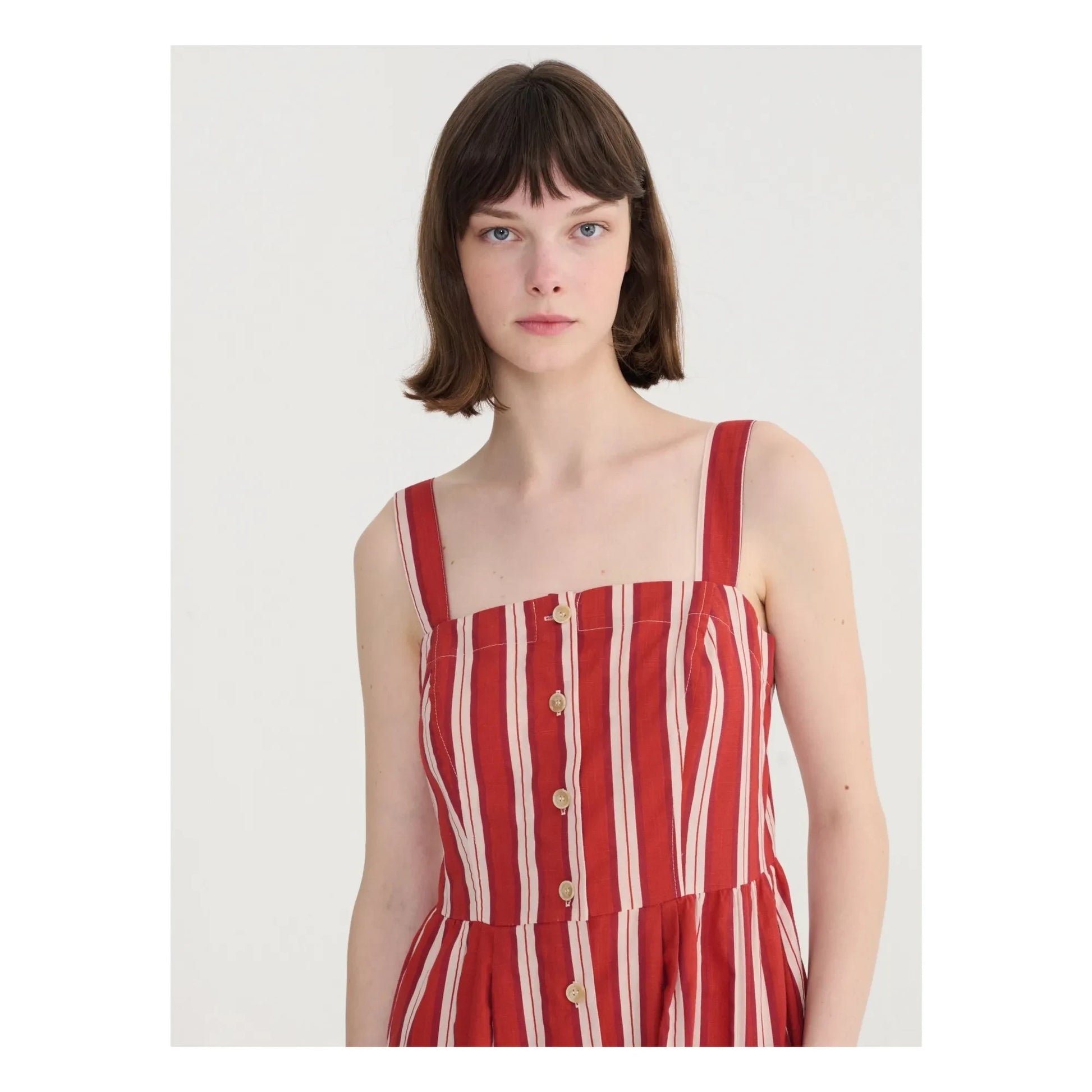 Bobo Choses - Striped Flared Dress Organic Cotton | Brick red