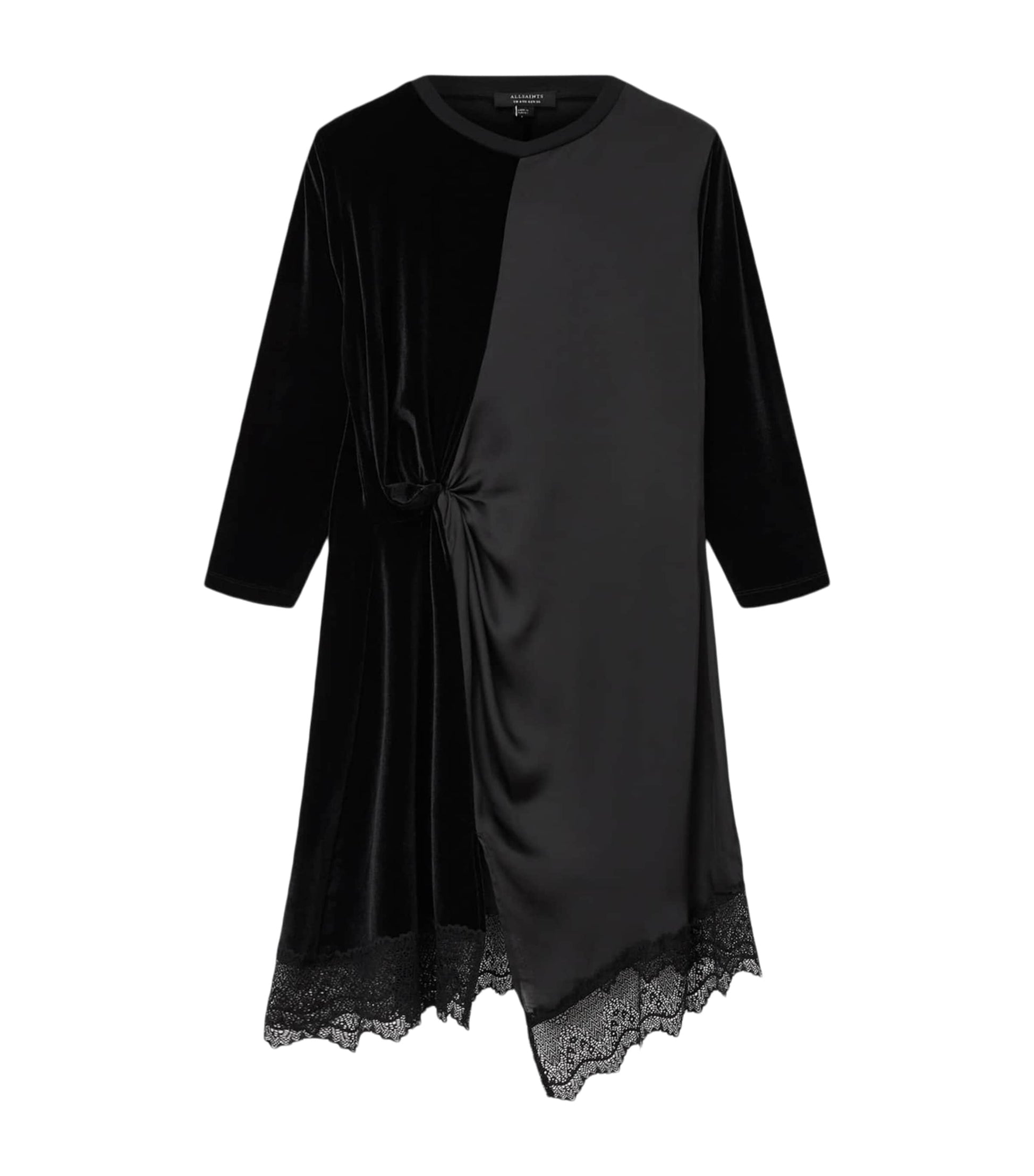 Black Satin-Velvet Lana Midi Dress