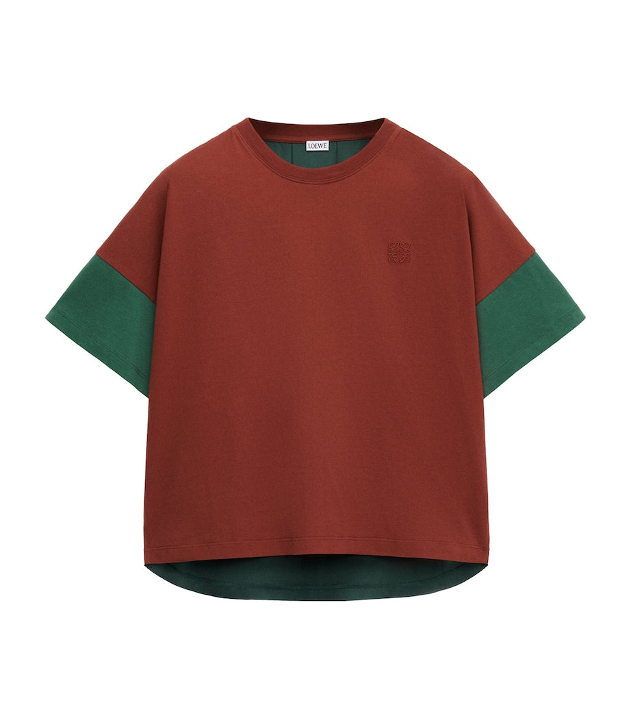LOEWE Brown Cotton-Silk Box-Fit T-Shirt