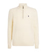 Polo Ralph Lauren White Wool-Cashmere Cable-Knit Quarter-Zip Sweater