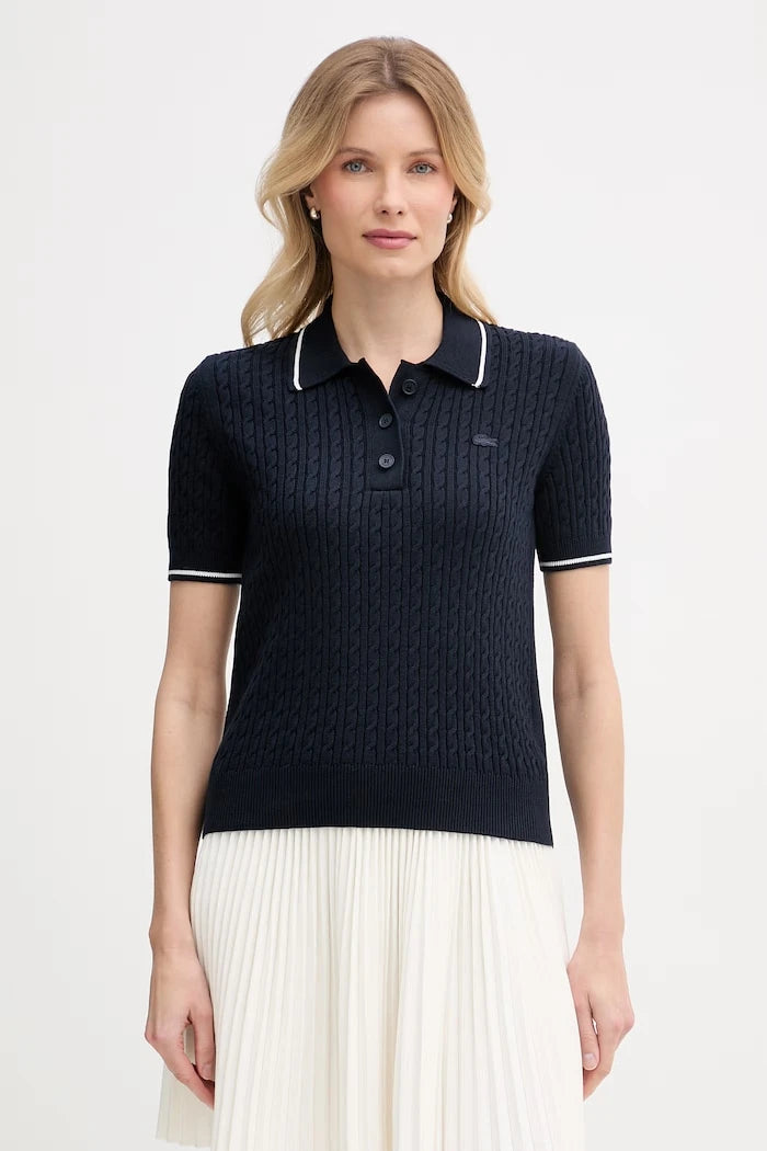 Lacoste kadın pamuklu polo yaka triko