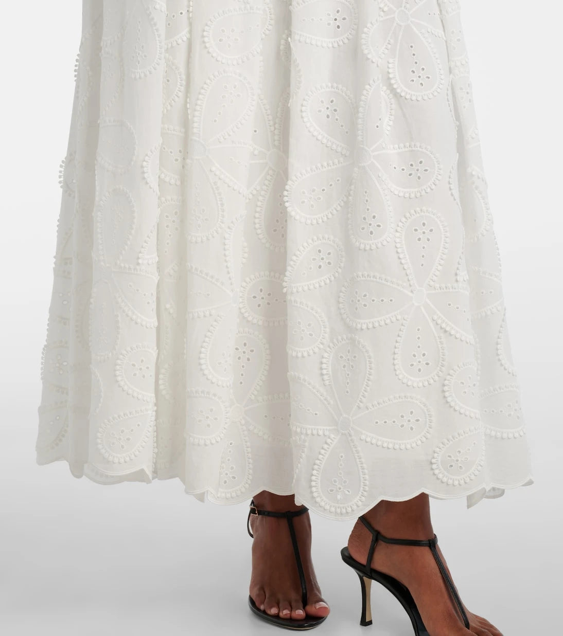 Elie Saab - Embroidered belted cotton-blend midi dress