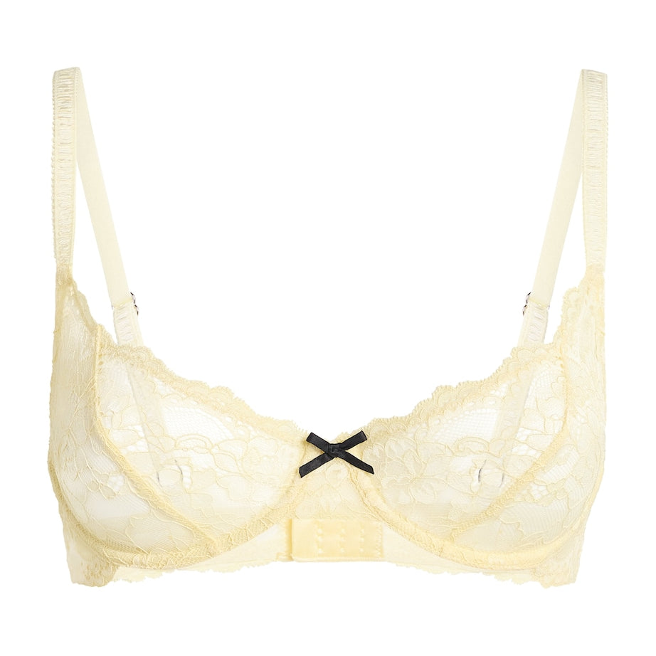 Fleur Du Mal Yellow Lace Bianca Balconette Bra