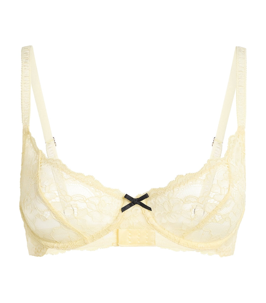 Fleur Du Mal Yellow Lace Bianca Balconette Bra