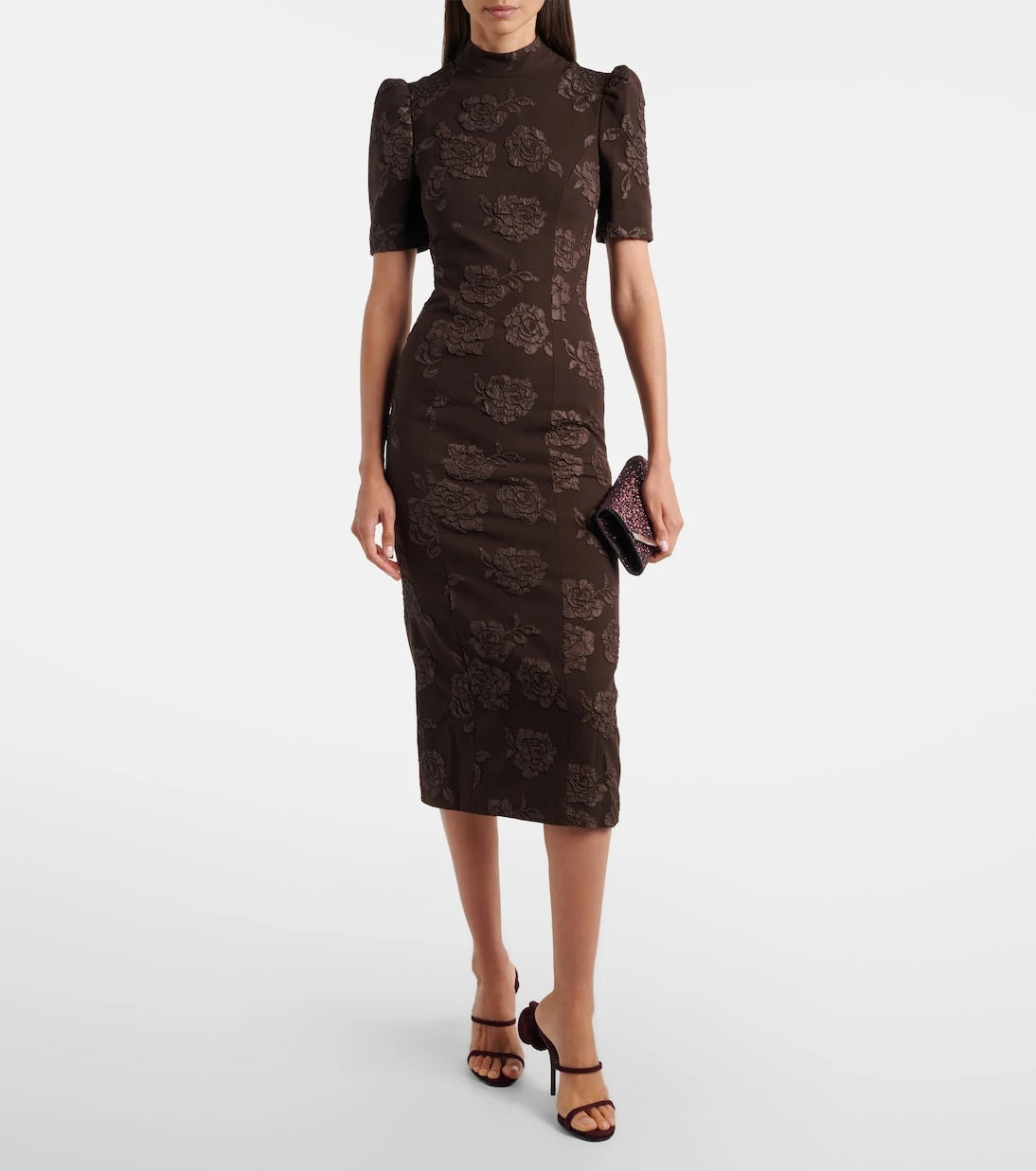 Rotate - Floral jacquard midi dress