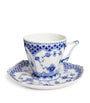 Blue Fluted Full Lace Teacup and Saucer