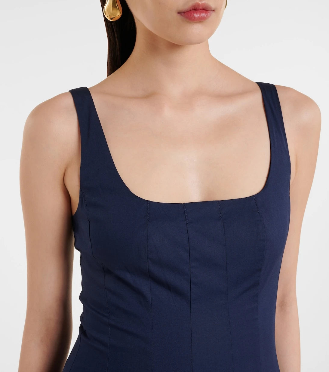 Staud - Wells pleated cotton midi dress