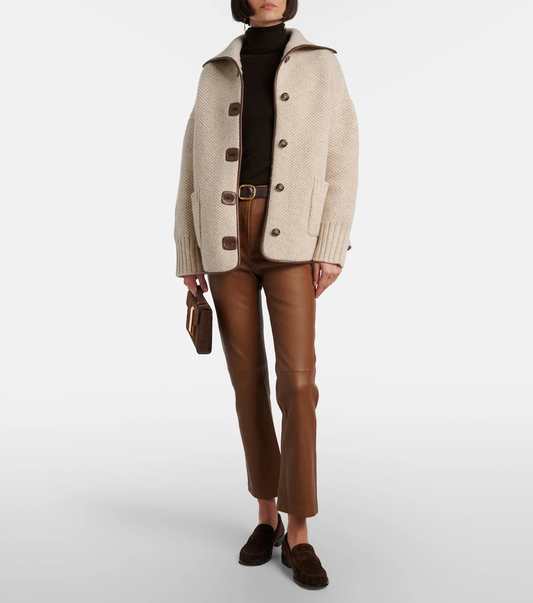 Joseph - Cropped leather bootcut pants