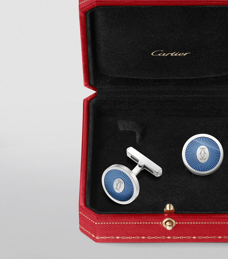 Sterling Silver Double C de Cartier Cufflinks