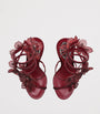 René Caovilla Burgundy Satin Floral Cleo Sandals 105