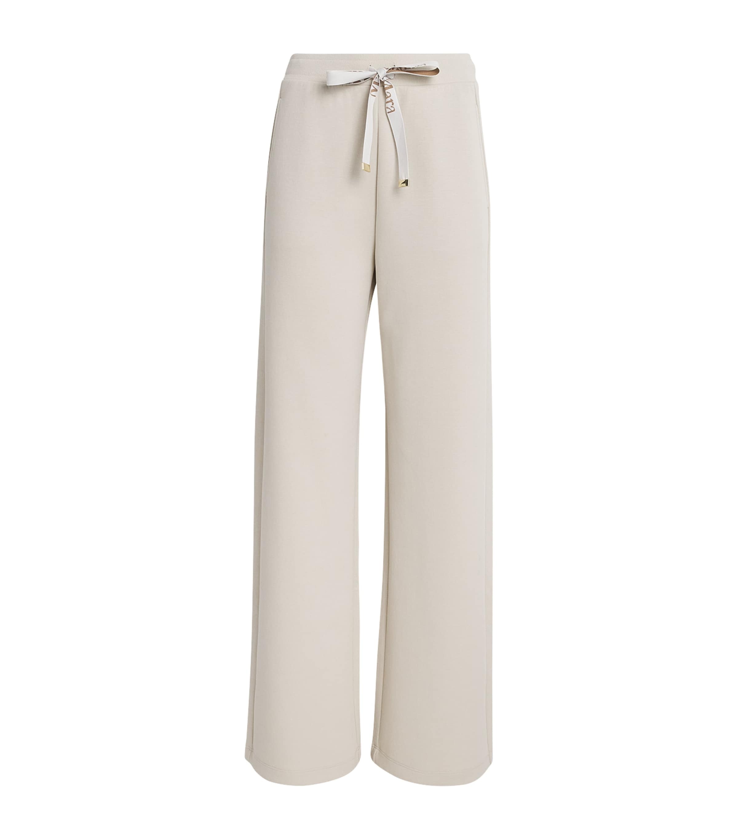 White Cotton-Blend Jersey Trousers