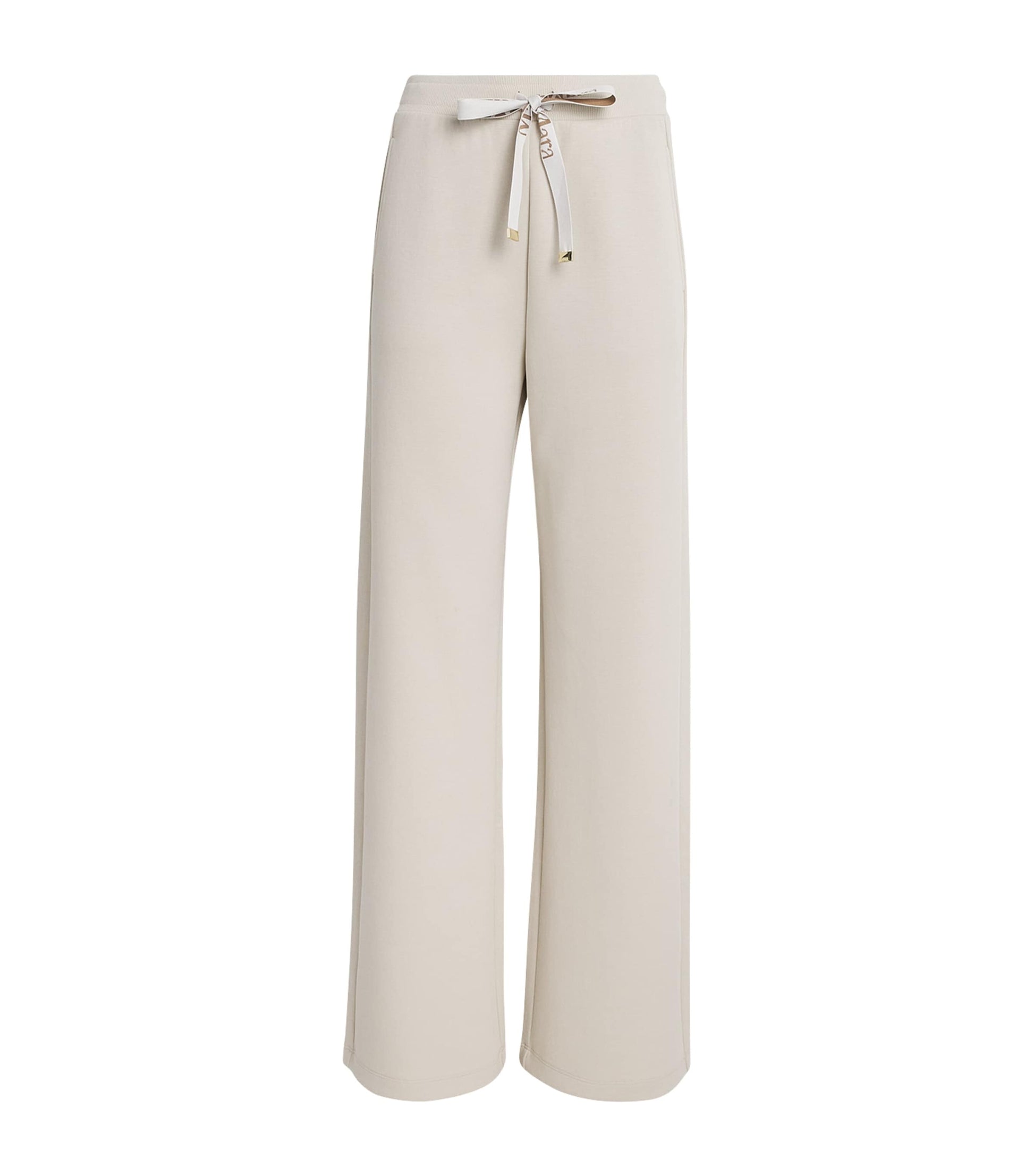 White Cotton-Blend Jersey Trousers