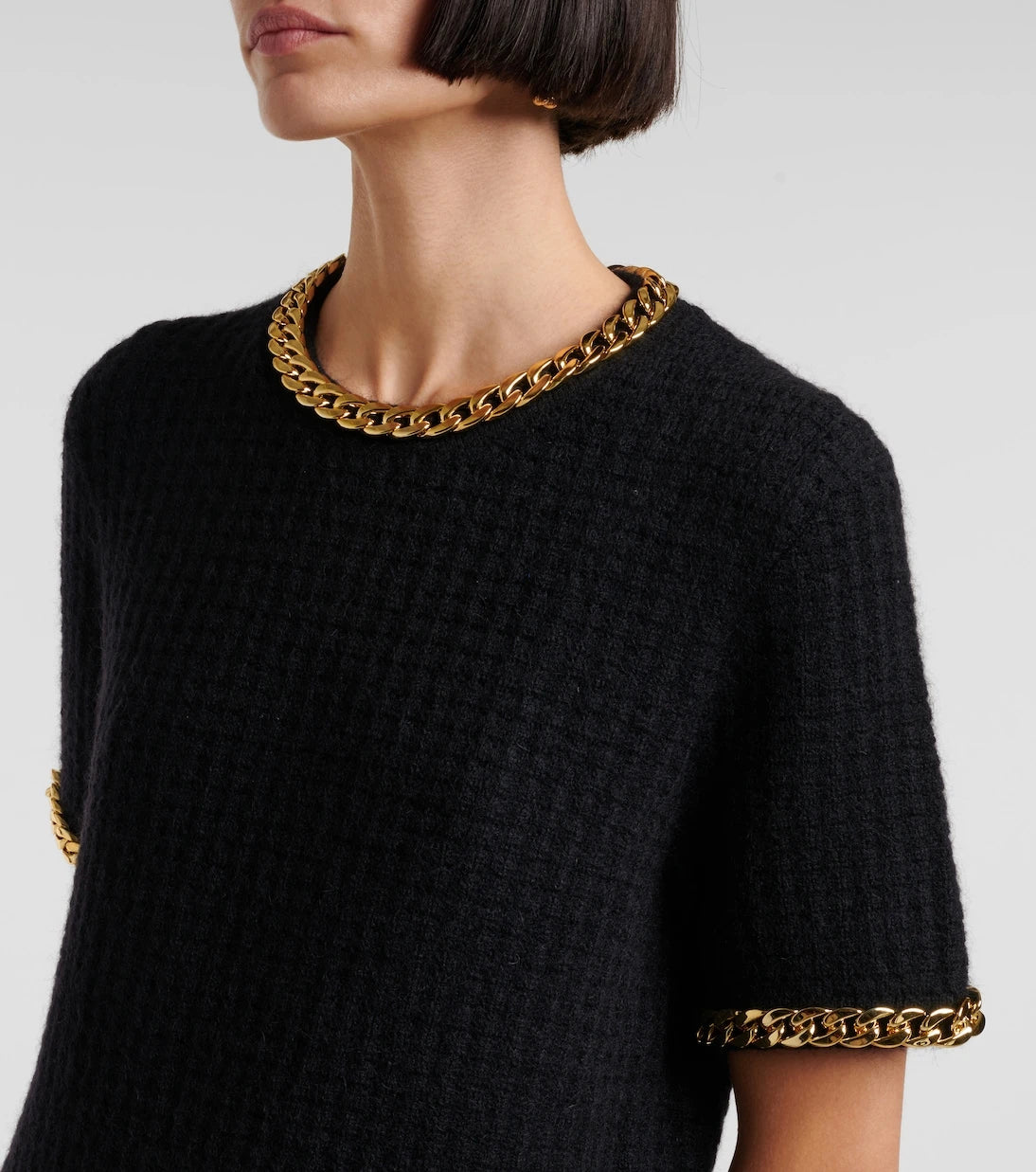Tory Burch - Chain-detail waffle-knit minidress