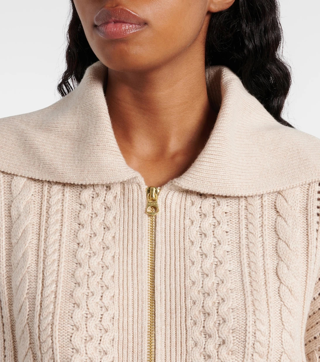 Varley - Camello cable-knit half-zip sweater