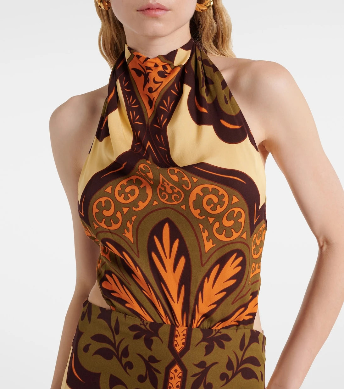 Johanna Ortiz - Halterneck printed silk maxi dress