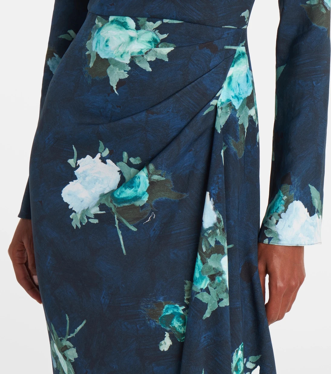 Erdem - Floral draped cady midi dress