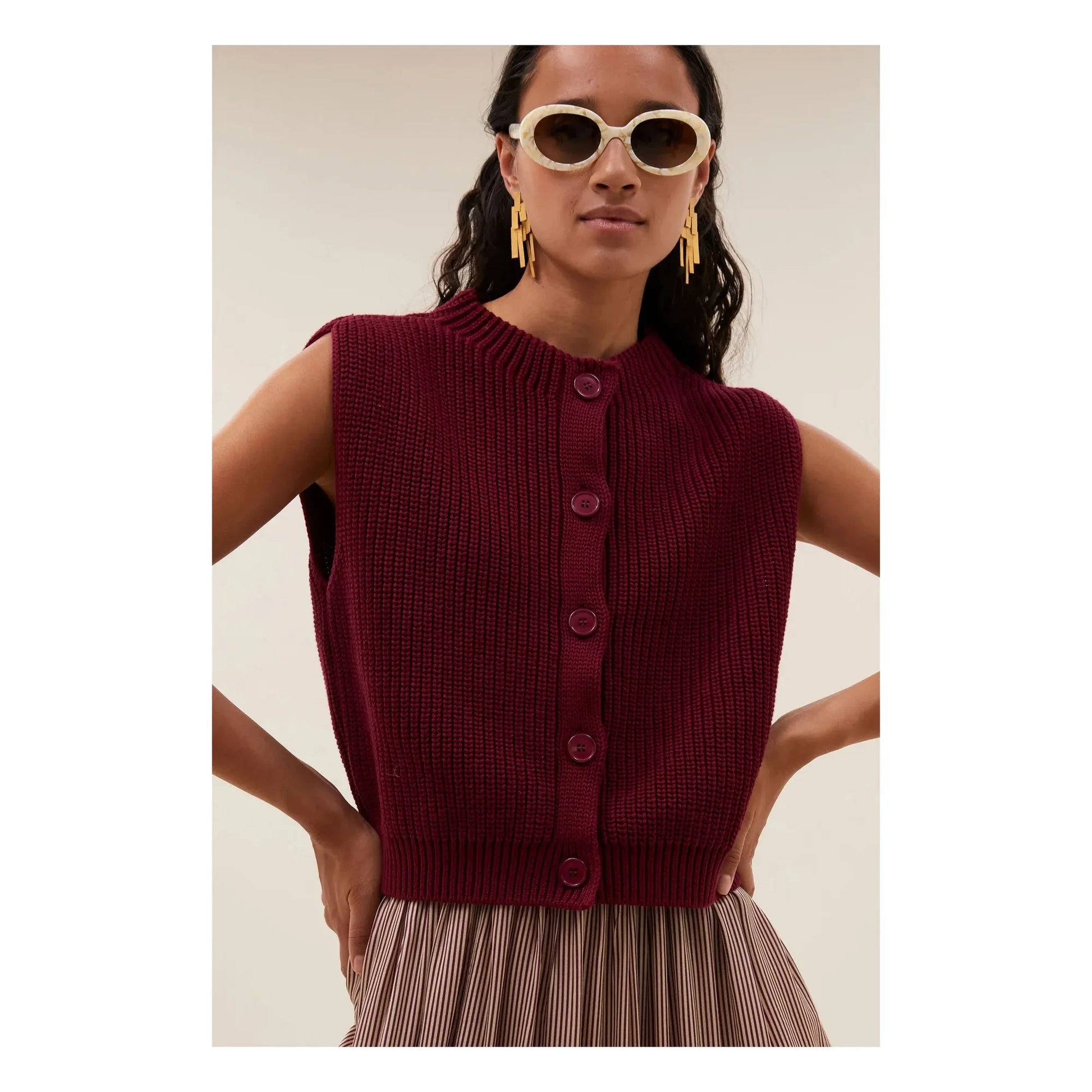 By Bar - Nori Sleeveless Sweater | Burgundy