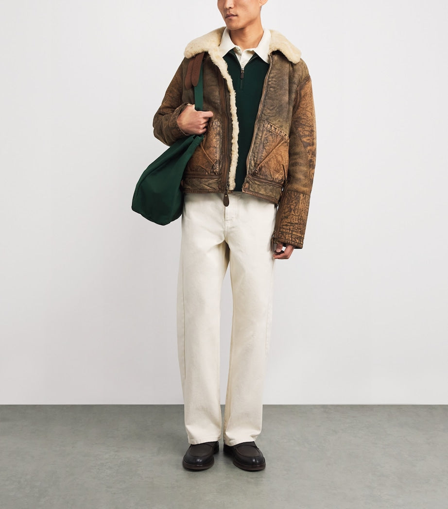 Polo Ralph Lauren Brown Shearling Bomber Jacket