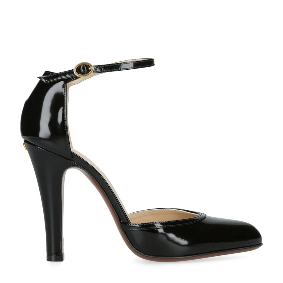 Valentino Garavani Black Patent Leather Hi Dolly Heeled Pumps 100