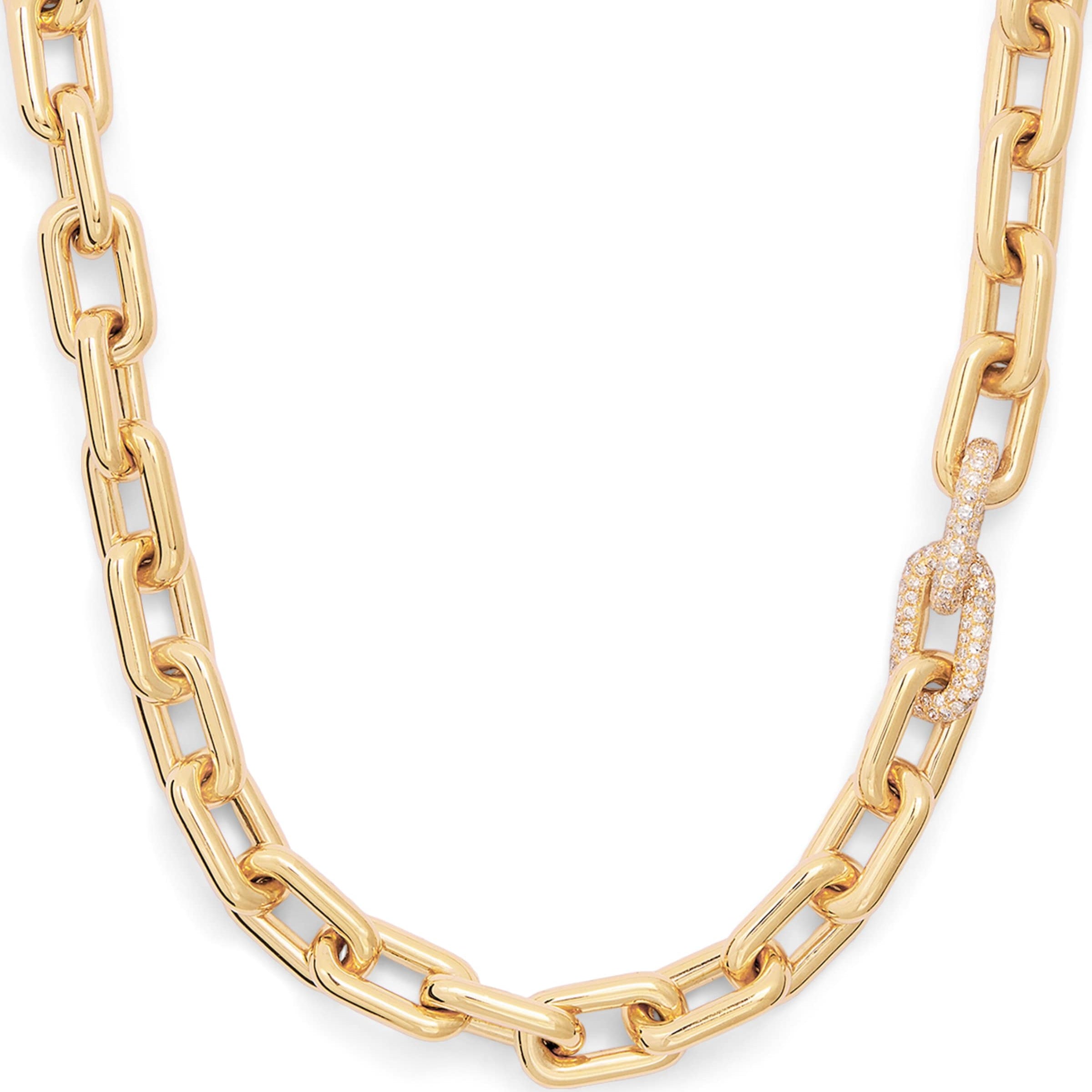 Yellow Gold and Diamond Pavé Link Necklace