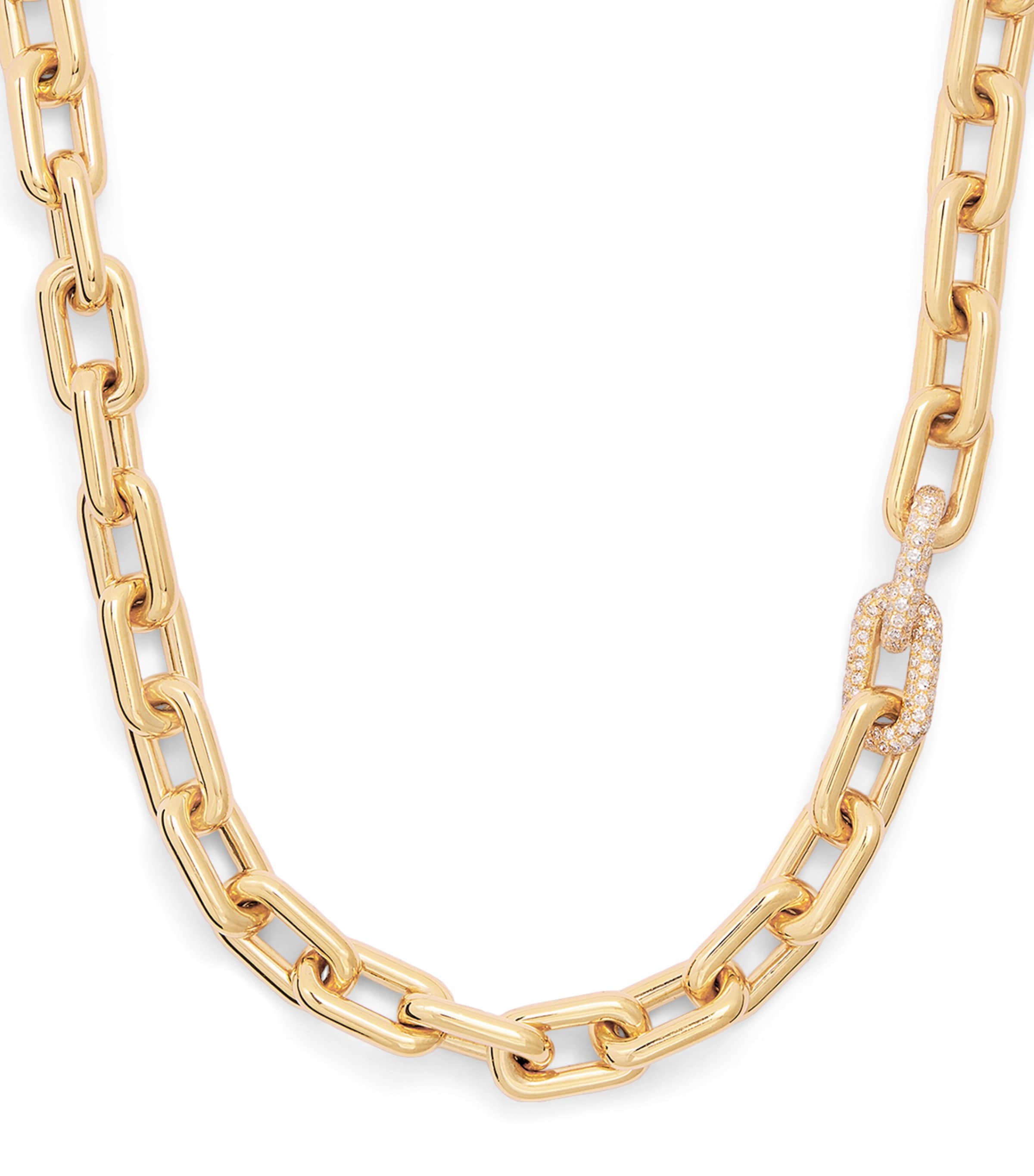 Yellow Gold and Diamond Pavé Link Necklace