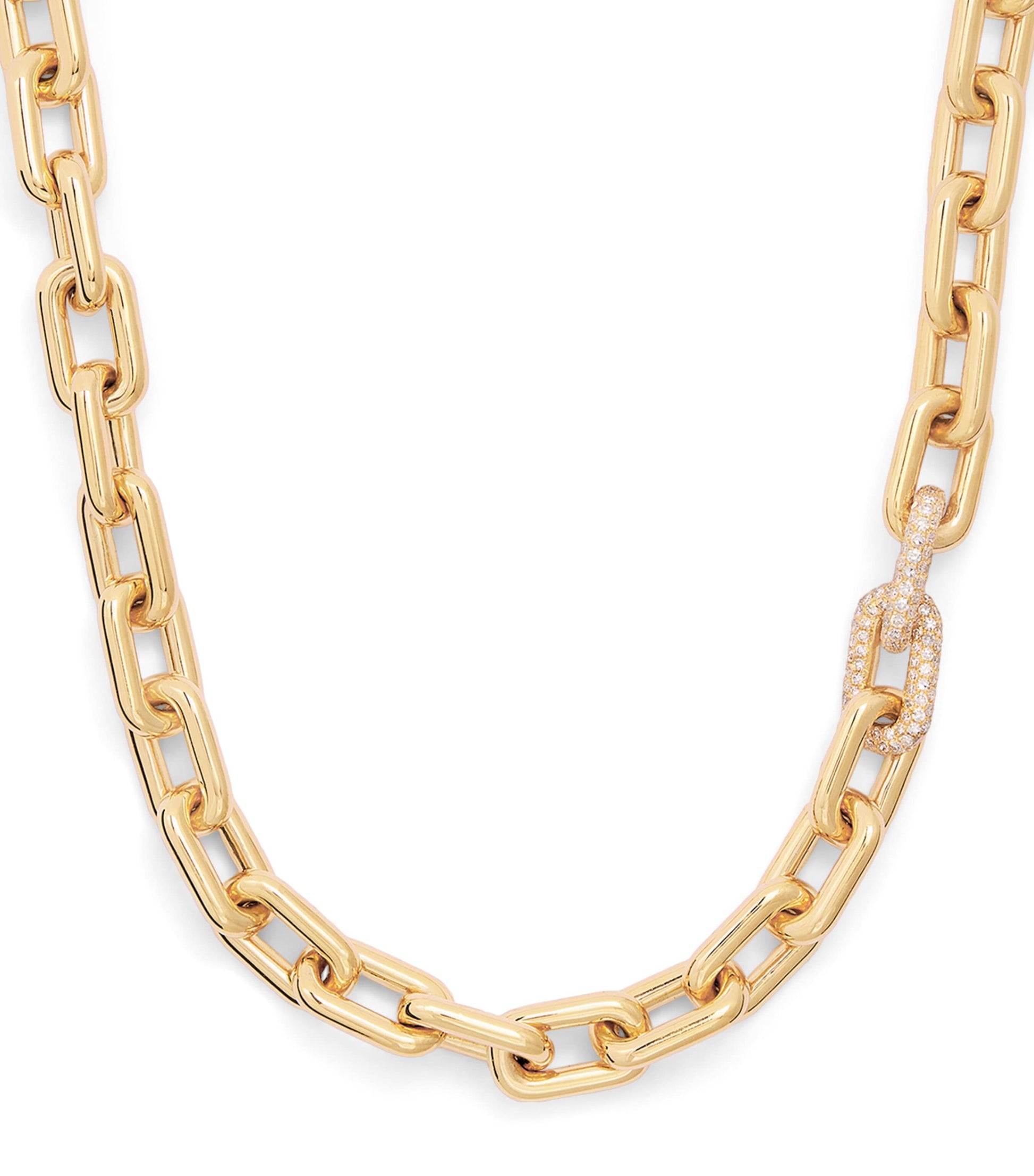 Yellow Gold and Diamond Pavé Link Necklace