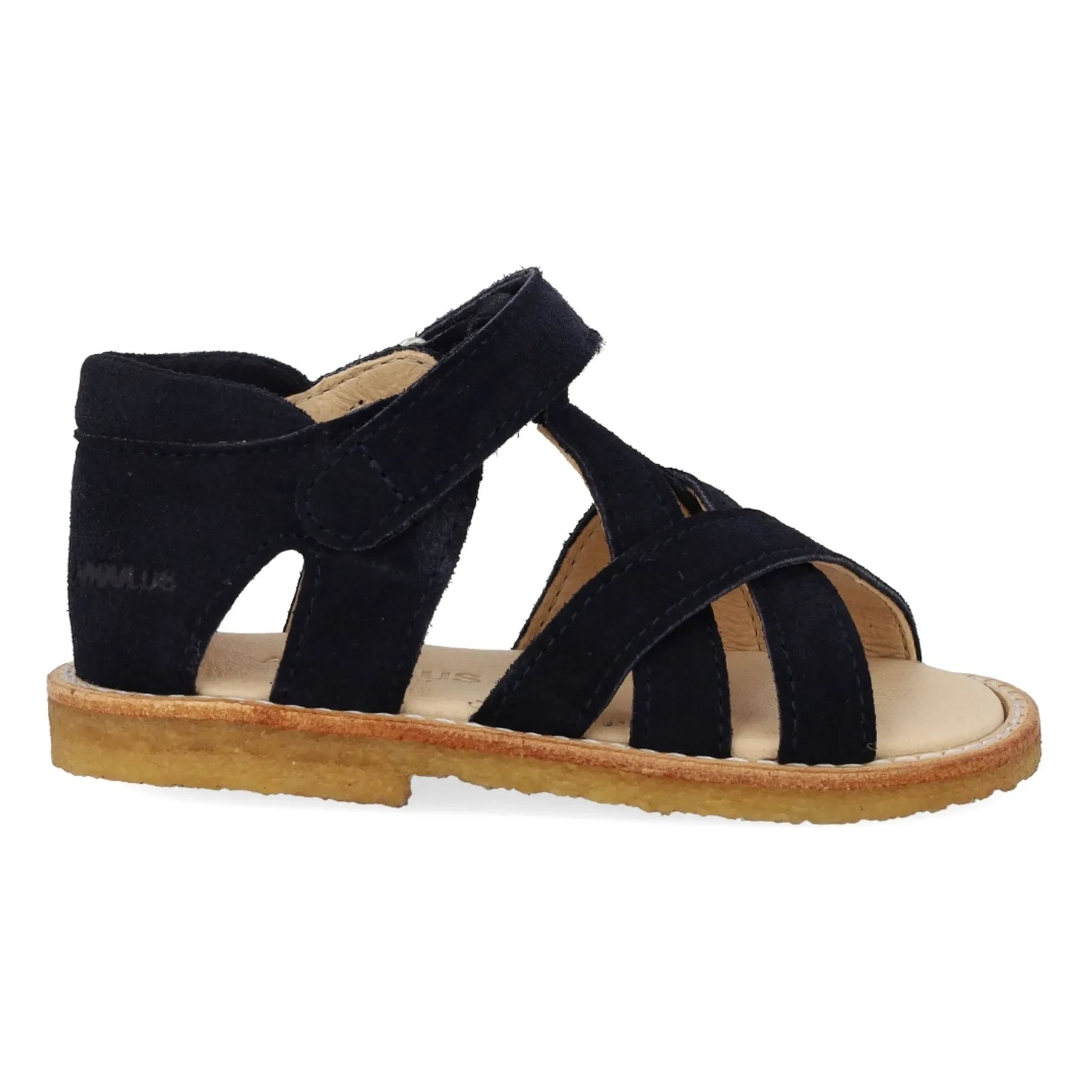 Angulus - Suede Crossover Sandals | Navy blue