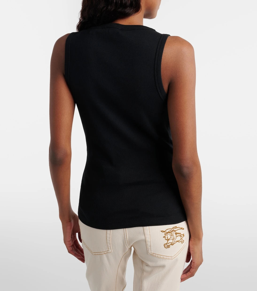Burberry - Ribbed-knit cotton-blend tank top