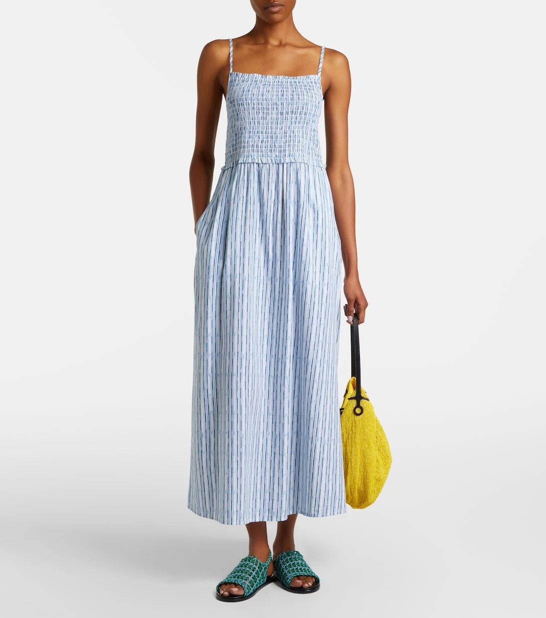 Velvet - Senara striped cotton-blend maxi dress