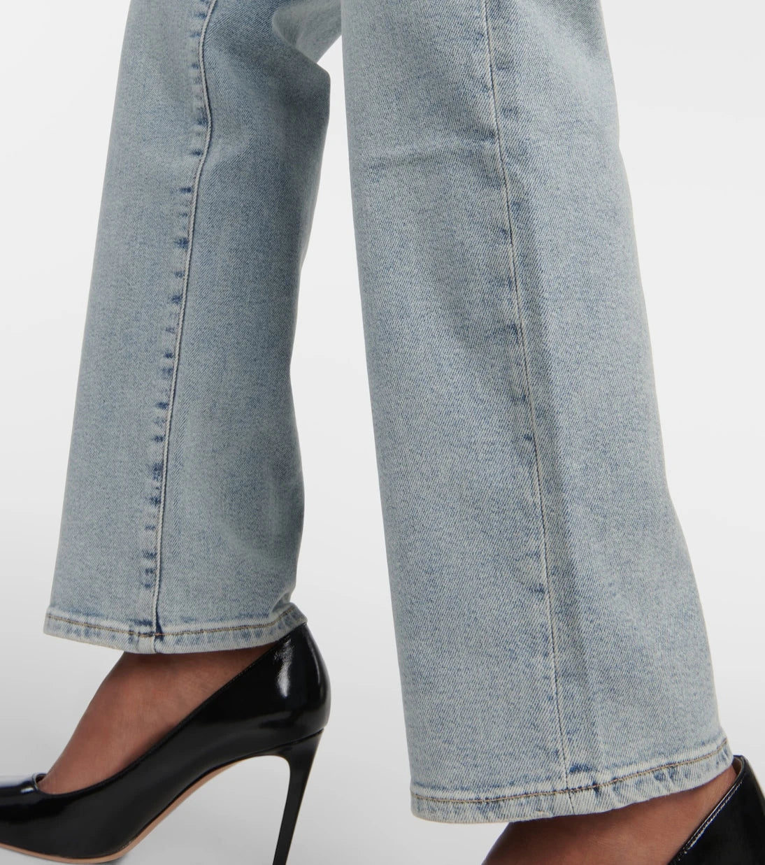 7 For All Mankind - بنطلون جينز Ellie بقصة مستقيمة وخصر متوسط الارتفاع