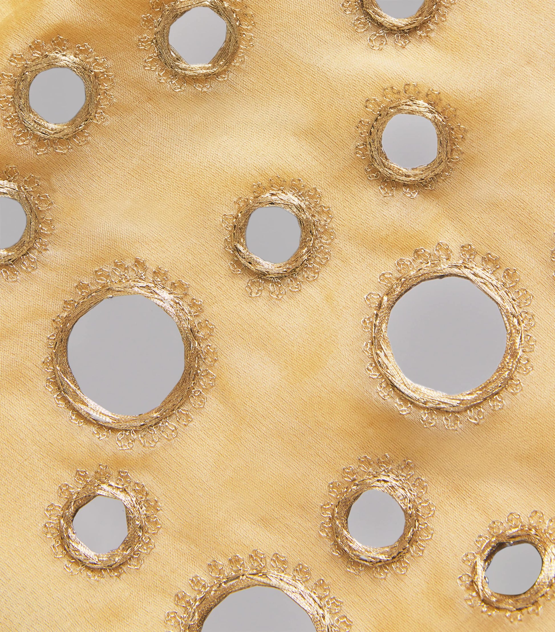 Beige Silk Mirror-Embellished Midi Skirt